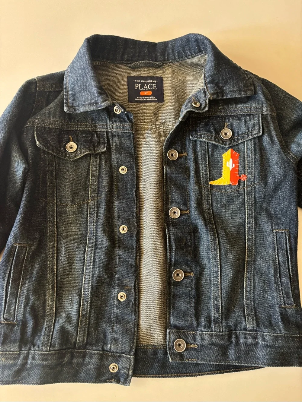 Boys Dark Blue Denim Jacket with hand sewn on Toy Story Patches